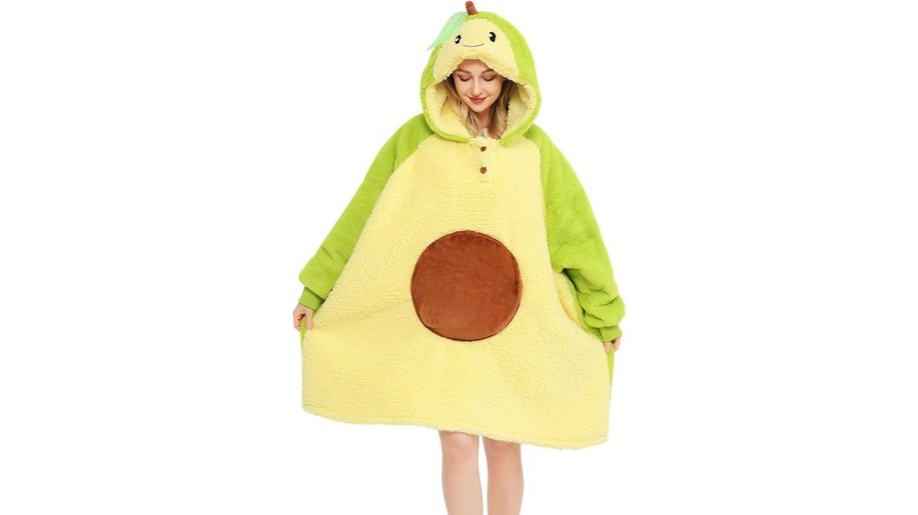 cozy avocado themed hoodie blanket