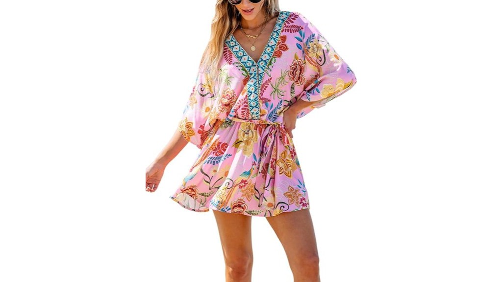 floral v neck mini dress