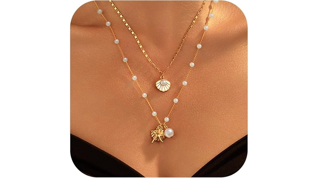 gold sea shell necklace