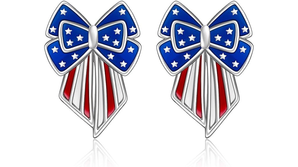 patriotic silver flag earrings