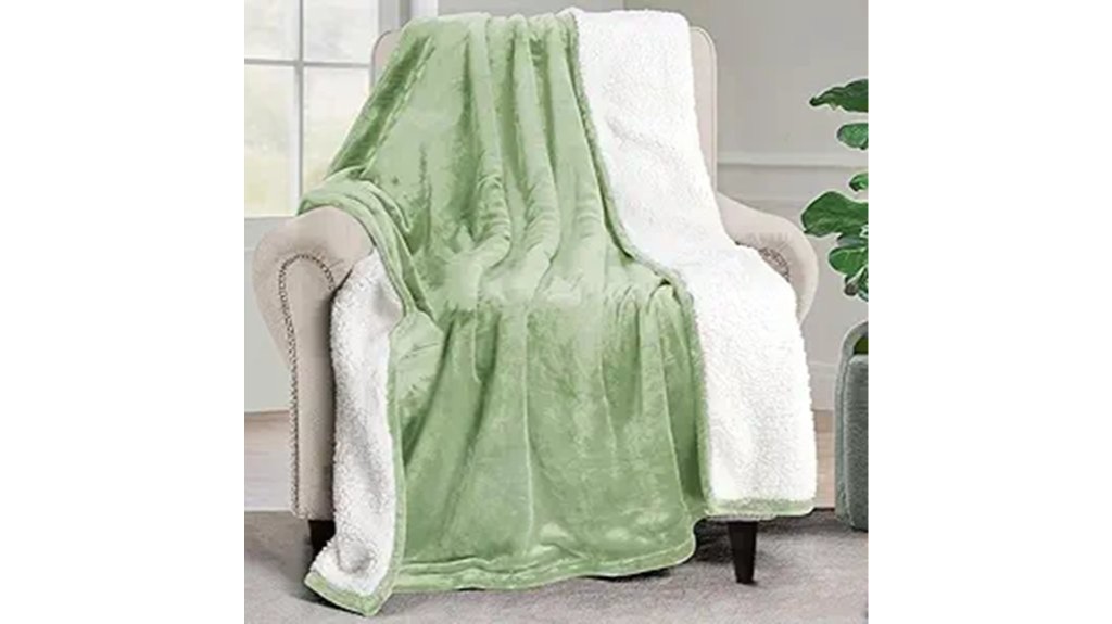 sage green sherpa blanket